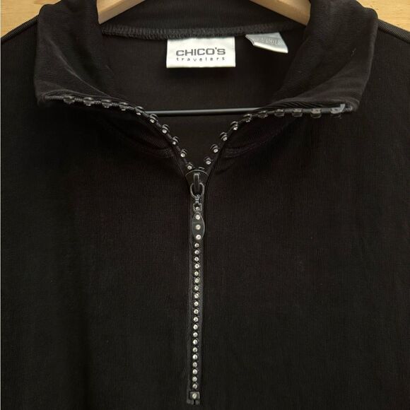 Chicos Travelers Size 3/XL Sleeveless Collared Quarter Zip Anti Wrinkle Blouse - Picture 2 of 7